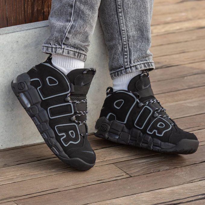 Nike Air More Uptempo Black Grey - Зображення 2