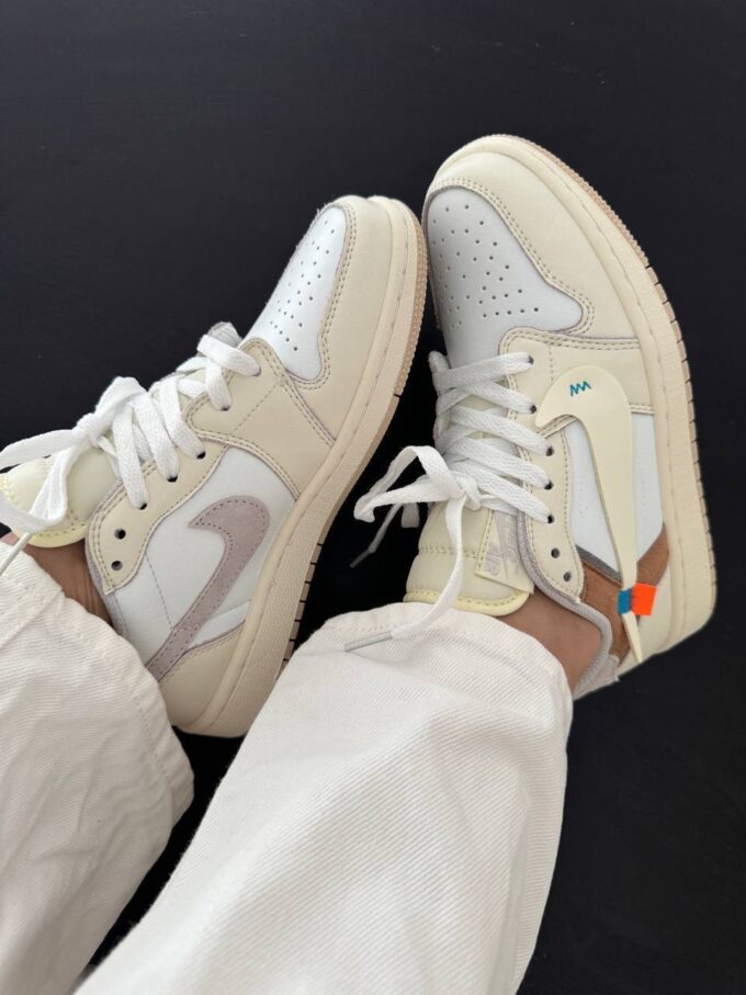 Nike Jordan 1 Low OG Custom Light Khaki White - Зображення 2