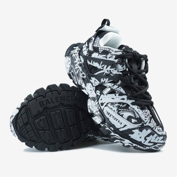 Balenciaga Track Graffiti Black White - Зображення 4