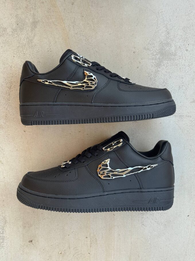Nike Air Force 1 Low Black Molten Metal Swoosh - Зображення 4