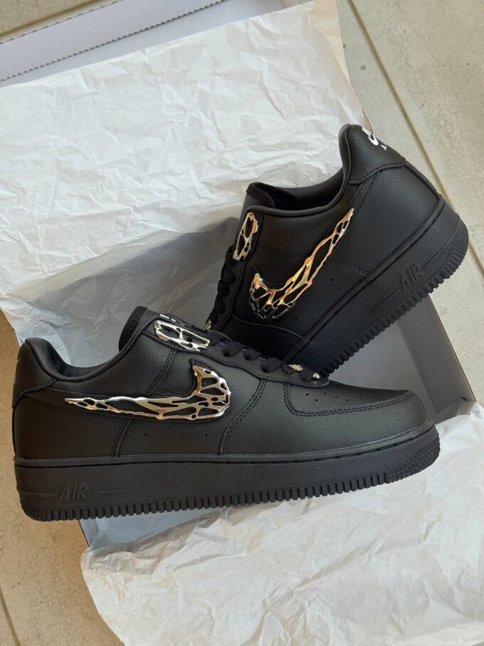 Nike Air Force 1 Low Black Molten Metal Swoosh - Зображення 3