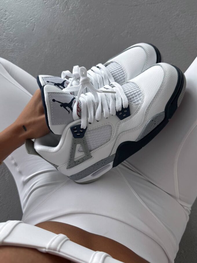 Nike Air Jordan 4 Retro White Grey Blue - Зображення 2