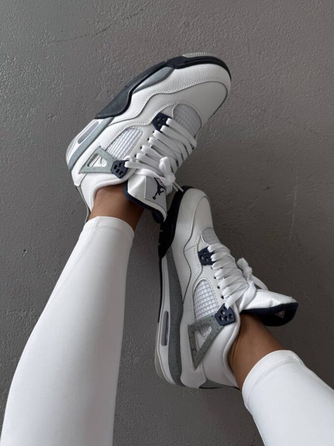 Nike Air Jordan 4 Retro White Grey Blue - Зображення 3
