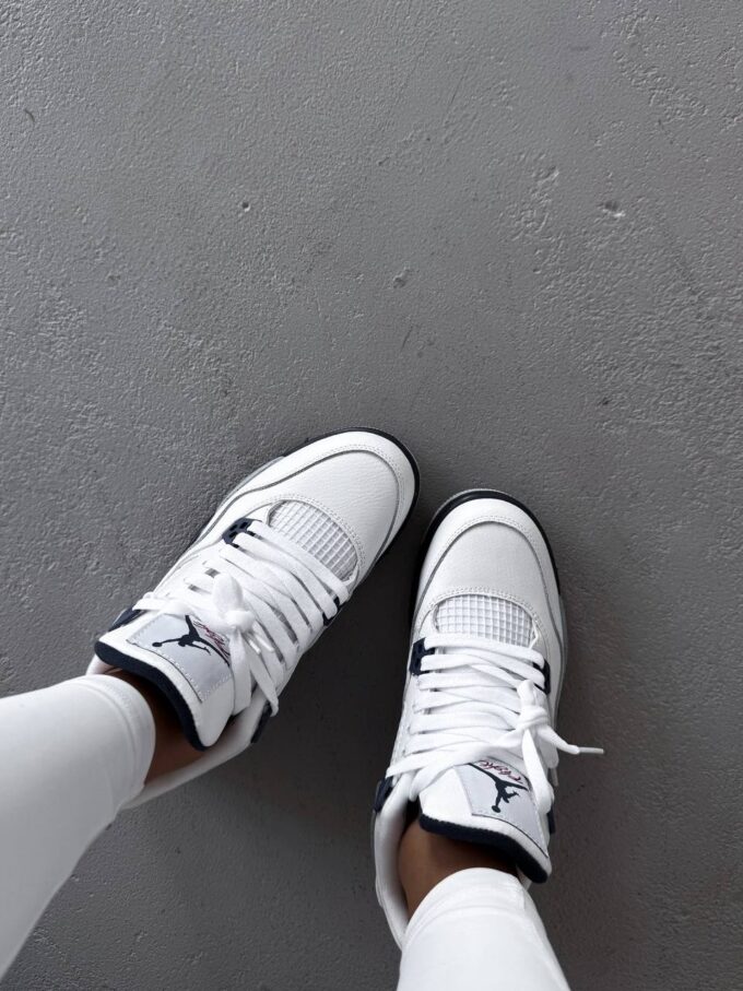 Nike Air Jordan 4 Retro White Grey Blue - Зображення 5