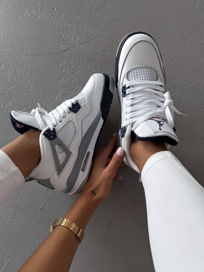 Nike Air Jordan 4 Retro White Grey Blue - Зображення 6