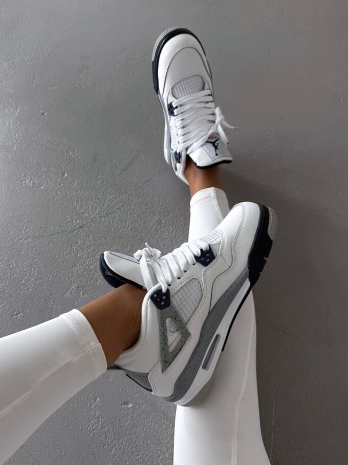 Nike Air Jordan 4 Retro White Grey Blue - Зображення 7