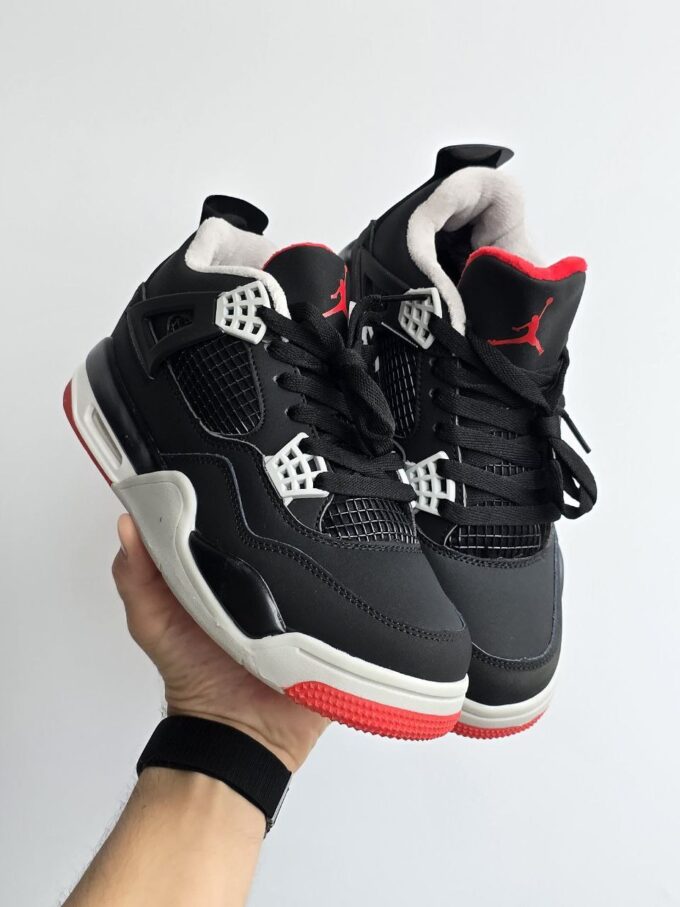 Nike Air Jordan 4 Fur Black Red - Зображення 2