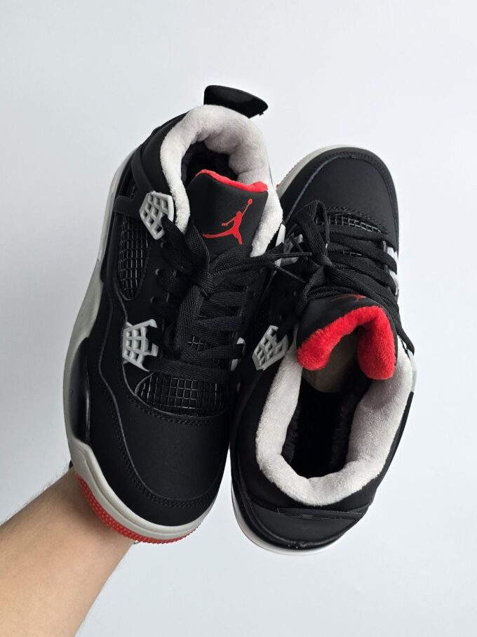 Nike Air Jordan 4 Fur Black Red - Зображення 4