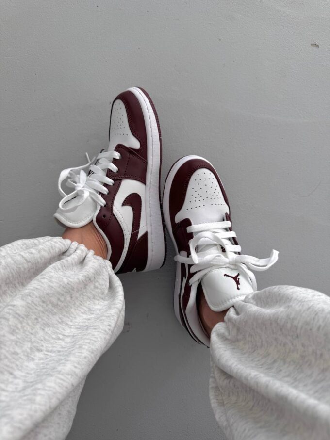 Nike Air Jordan Retro 1 Low Burgundy White - Зображення 5