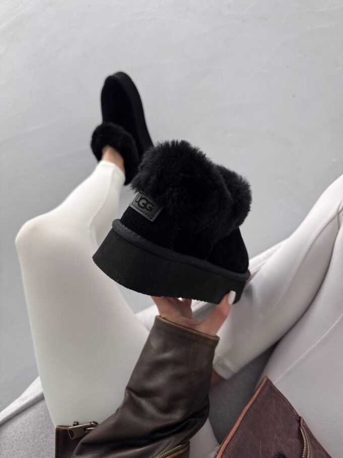 Ugg Fur Slippers Black Suede - Зображення 7