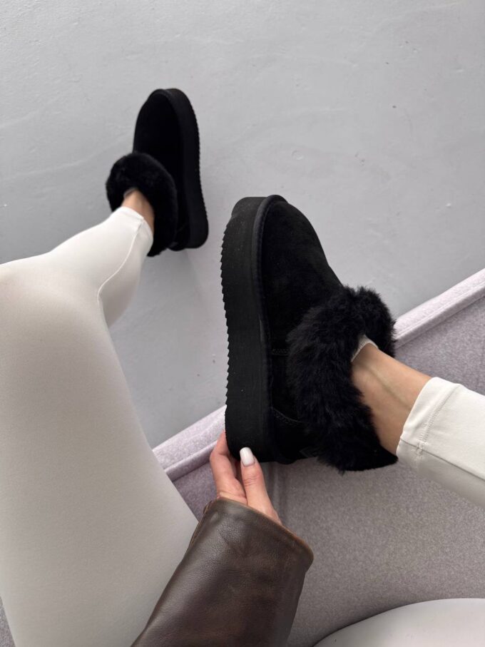 Ugg Fur Slippers Black Suede - Зображення 3