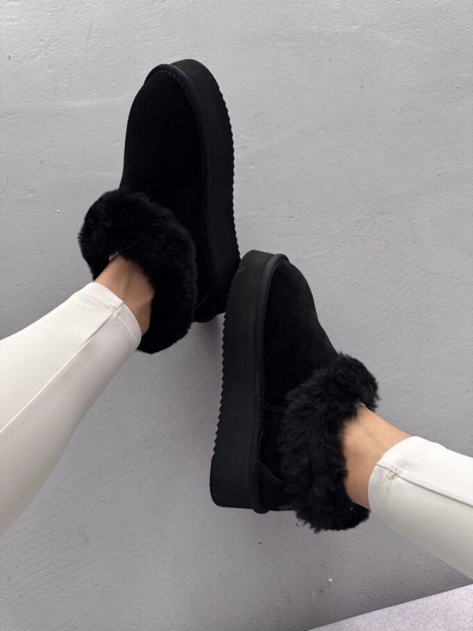 Ugg Fur Slippers Black Suede - Зображення 5