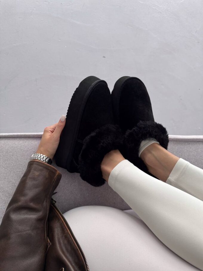 Ugg Fur Slippers Black Suede - Зображення 6