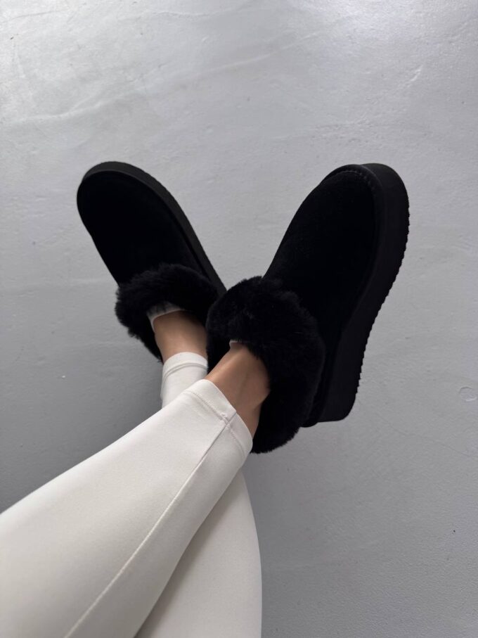 Ugg Fur Slippers Black Suede - Зображення 4