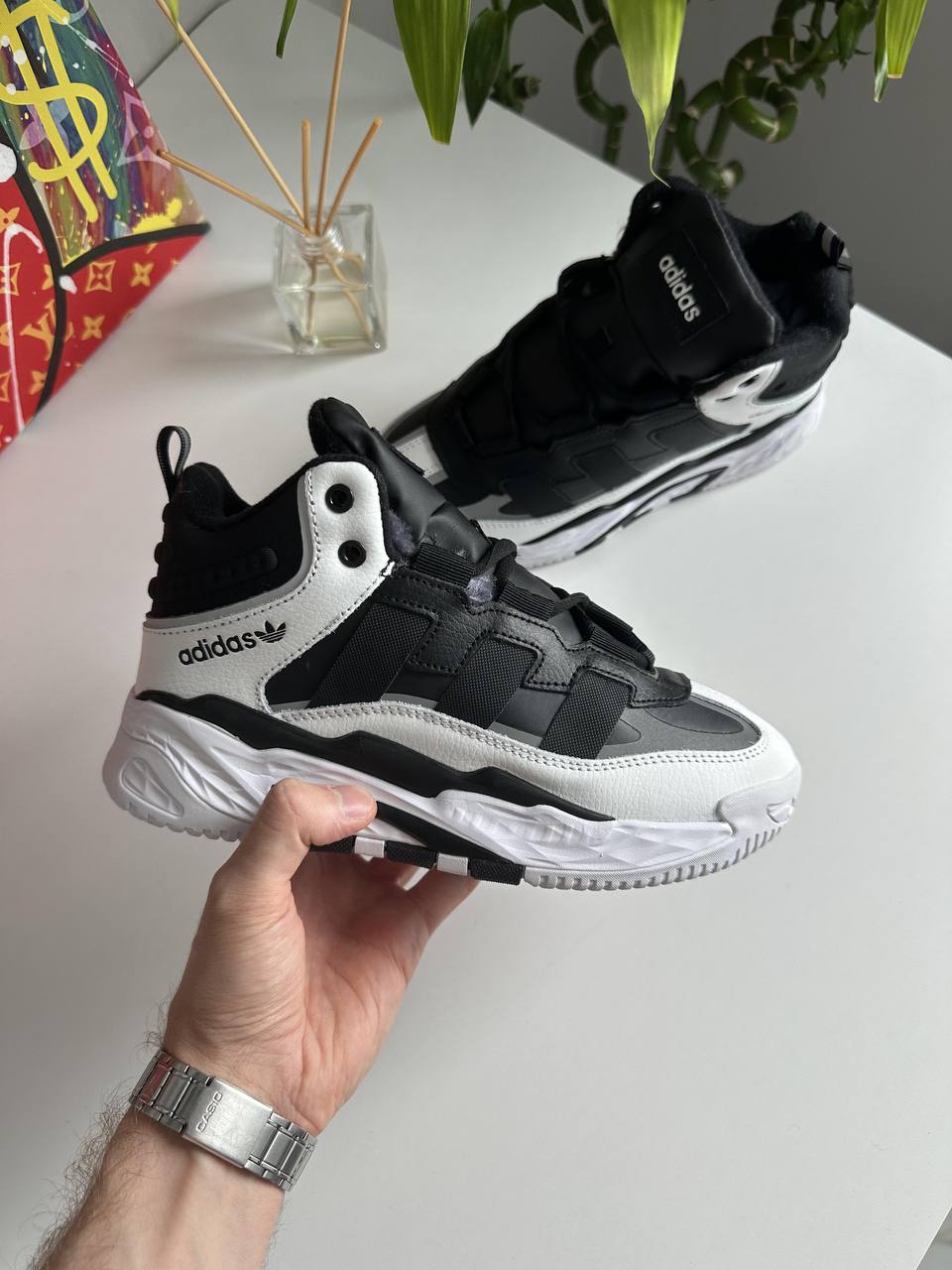 Adidas Niteball White Black Fur