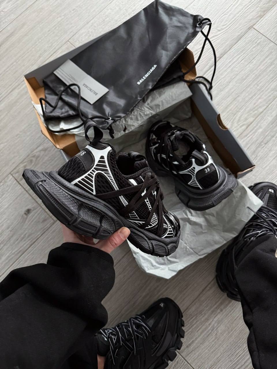 Balenciaga 3XL Extreme Laces B Black Silver - Зображення 7