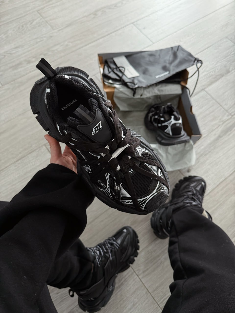 Balenciaga 3XL Extreme Laces B Black Silver - Зображення 5