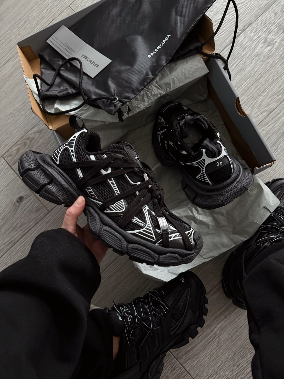 Balenciaga 3XL Extreme Laces B Black Silver - Зображення 4