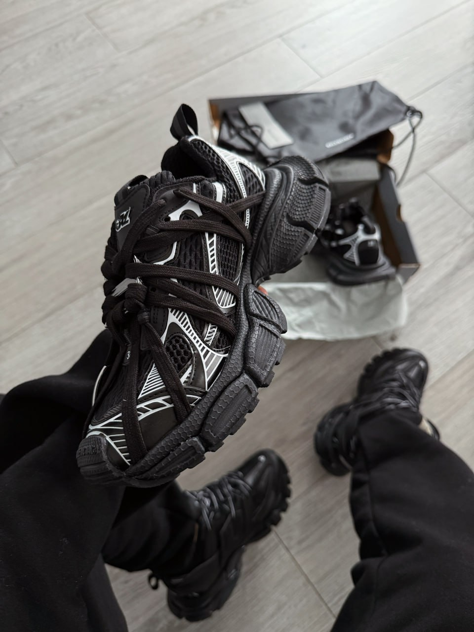 Balenciaga 3XL Extreme Laces B Black Silver - Зображення 6