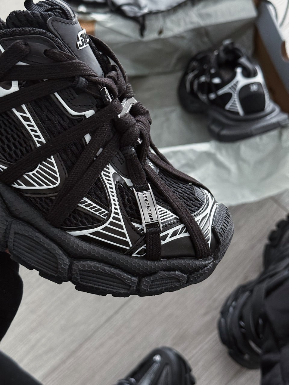 Balenciaga 3XL Extreme Laces B Black Silver - Зображення 8