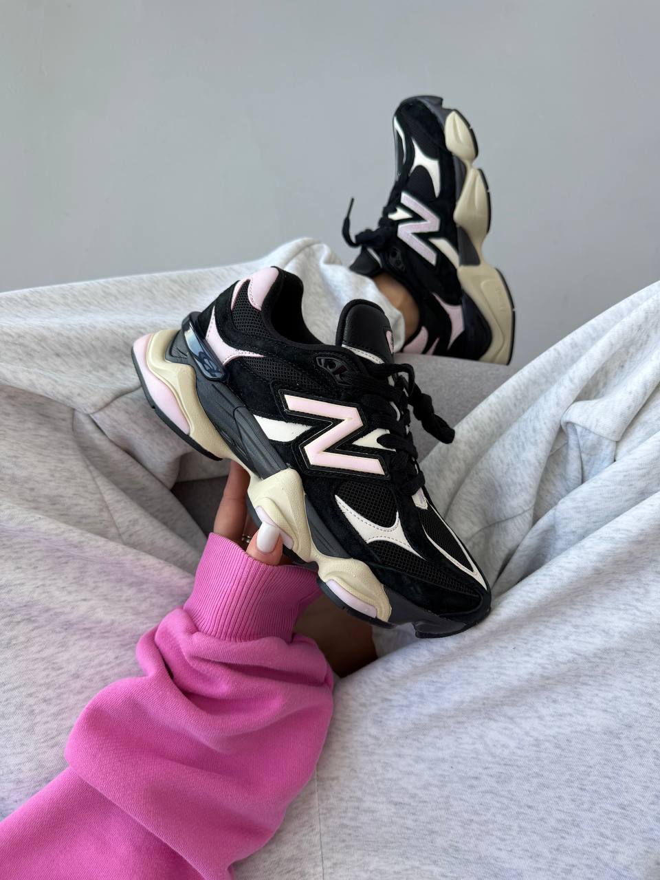 New Balance 9060 Black Suede Pink