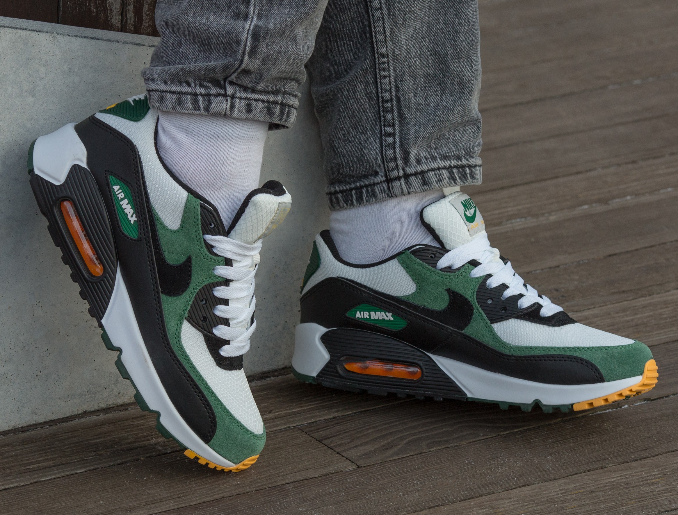 Nike Air Max 90 White Green Suede - Зображення 2
