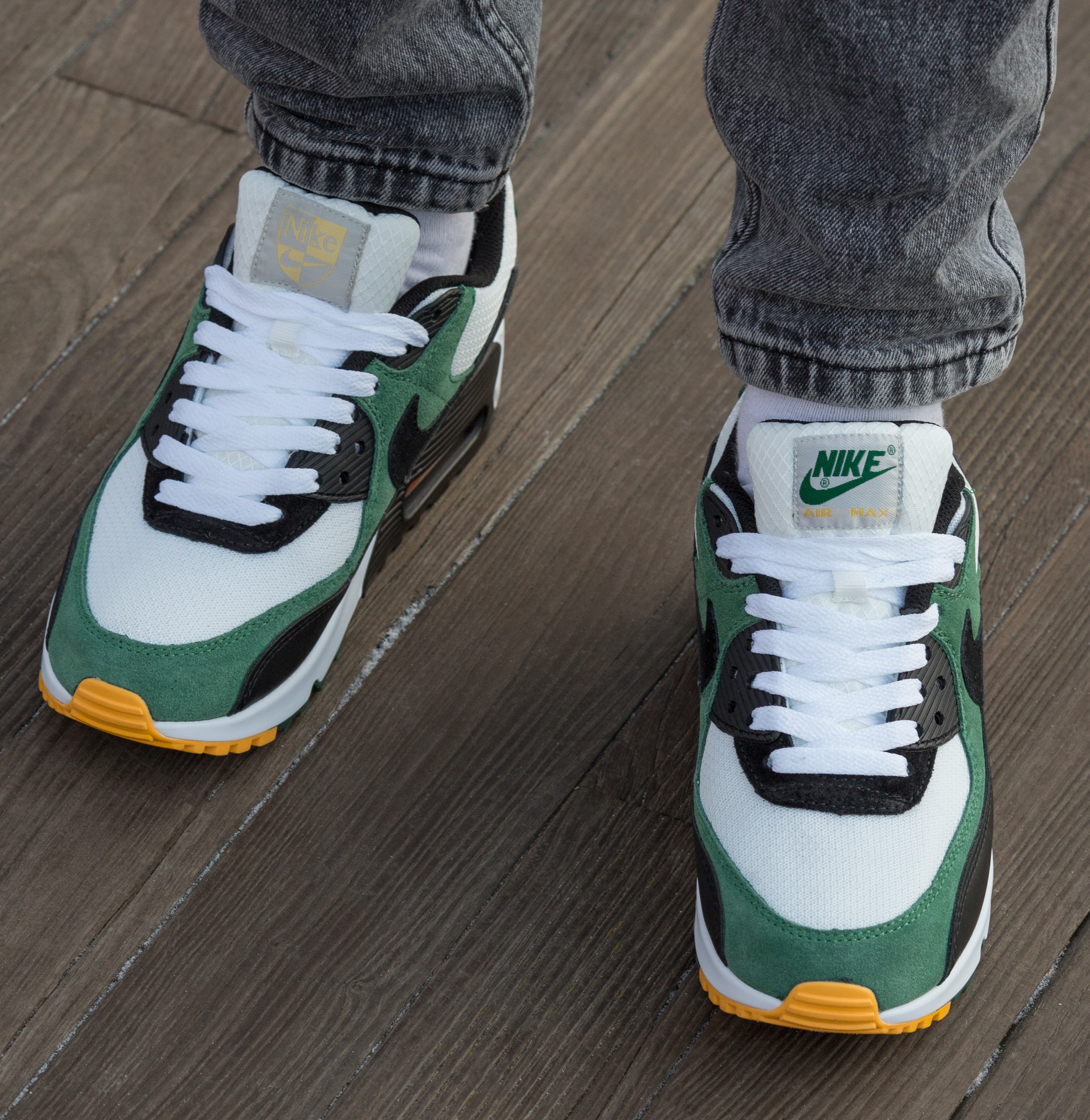 Nike Air Max 90 White Green Suede - Зображення 4