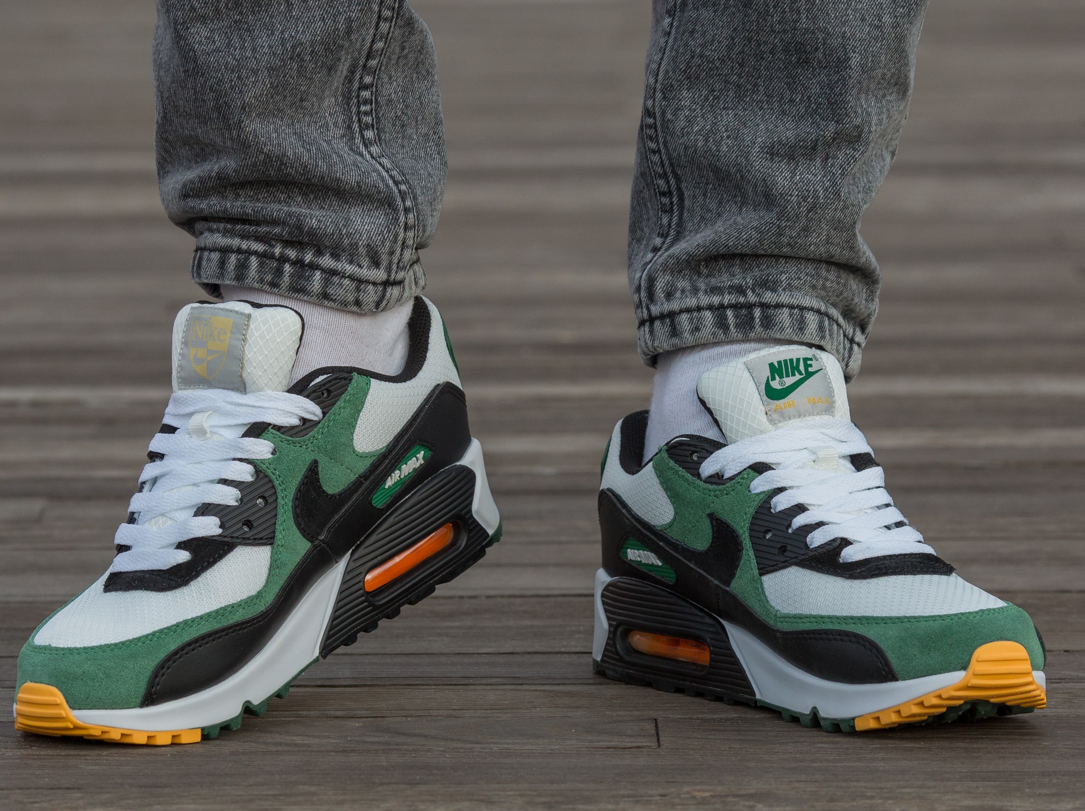 Nike Air Max 90 White Green Suede - Зображення 3