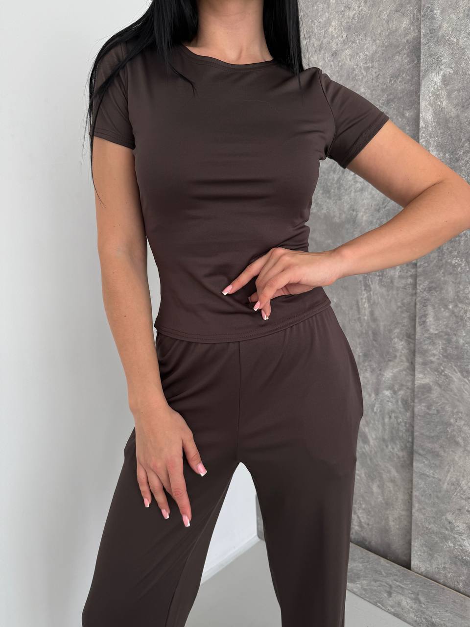 Жіночий костюм футболка, лонгслів та штани 63а22д - Зображення 9