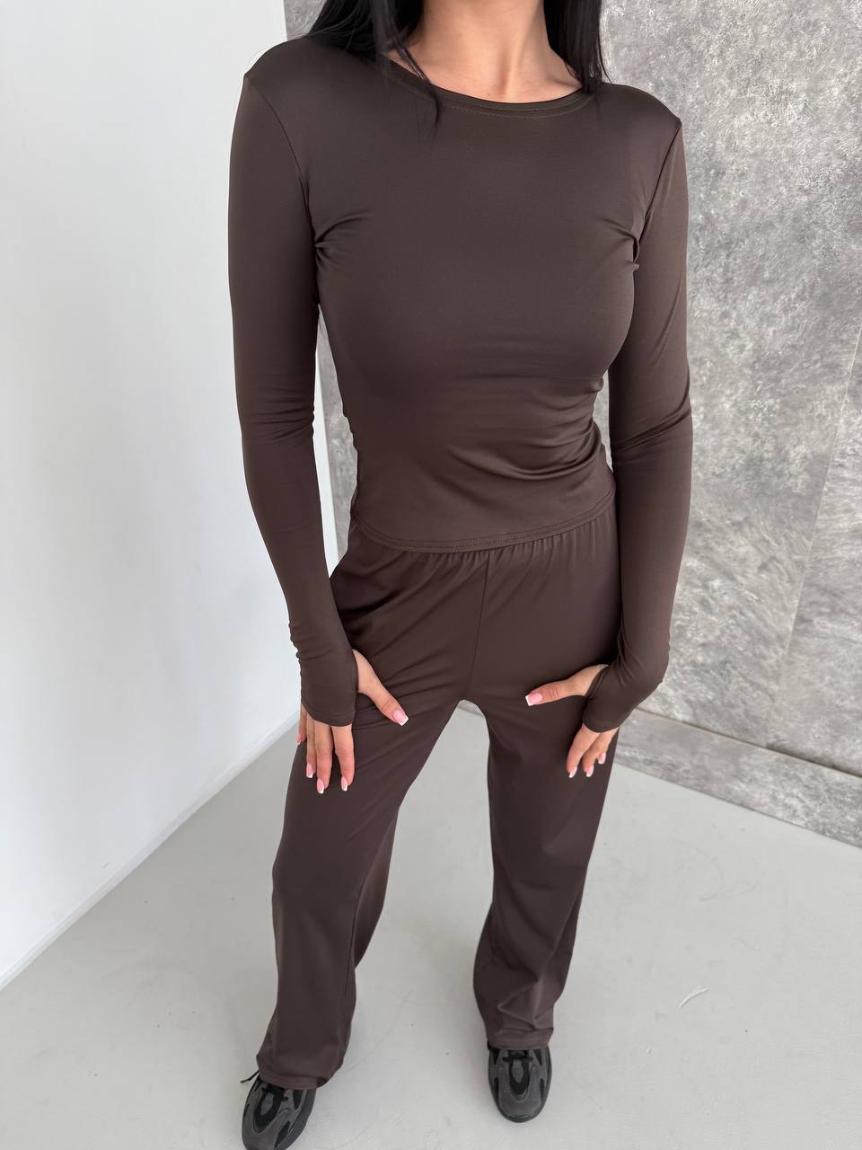 Жіночий костюм футболка, лонгслів та штани 63а22д - Зображення 4