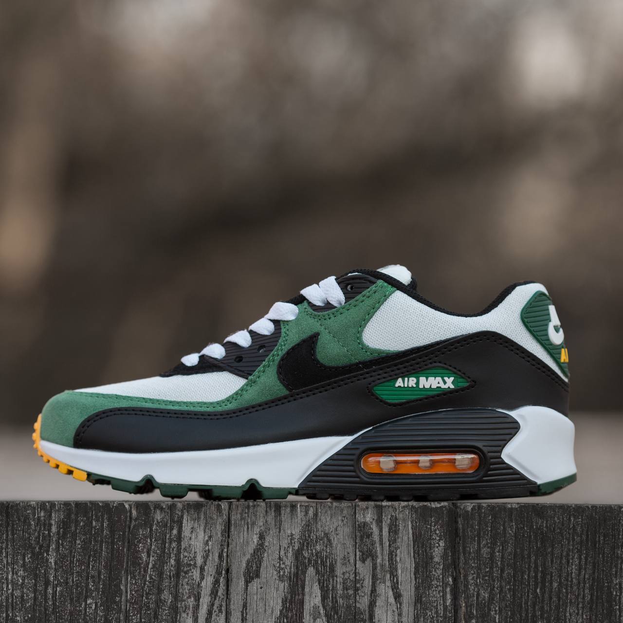 Nike Air Max 90 White Green Suede - Зображення 6