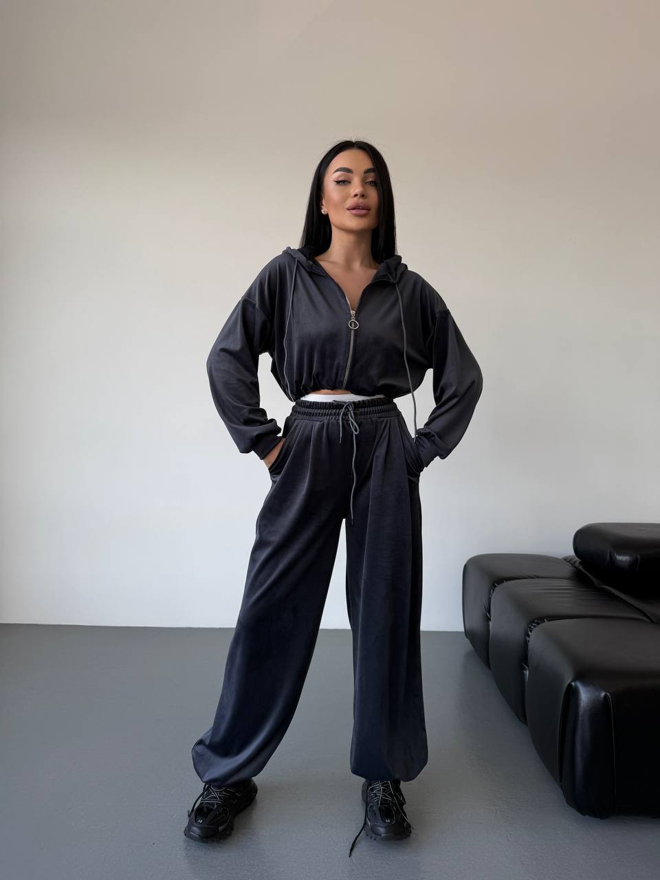 Велюровий костюм жіночий штани та кофта 5с433