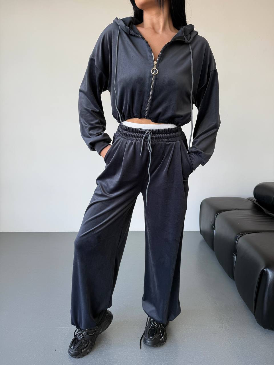 Велюровий костюм жіночий штани та кофта 5с433 - Зображення 5