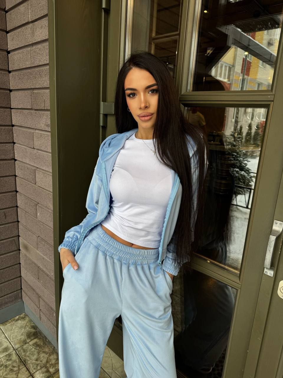 Жіночий велюровий костюм кофта та штани 891с3 - Зображення 5