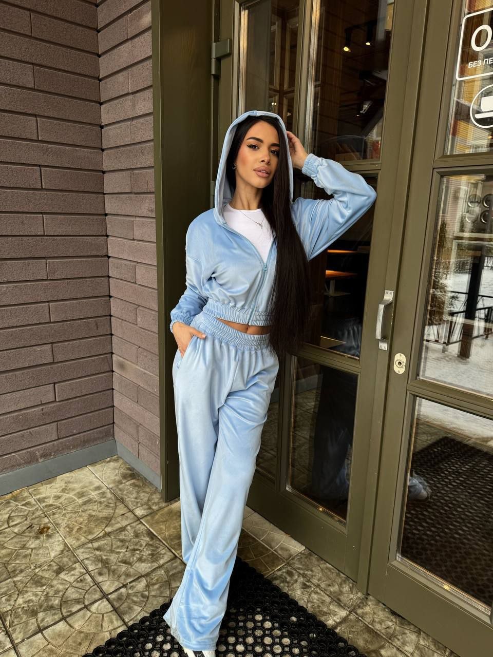 Жіночий велюровий костюм кофта та штани 891с3 - Зображення 4